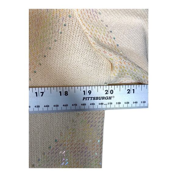 St John Evening Knit Cream Multi Shimmer Jacket Zip Front Skirt Suit Size 10 12 - Picture 10 of 16